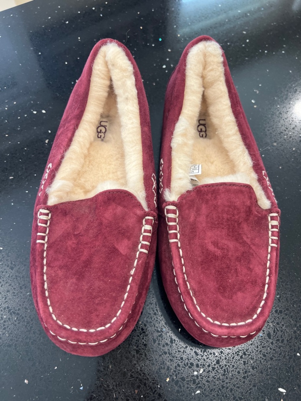 UGG Women's Burgundy Suede Shearling-Lined Moccasin
